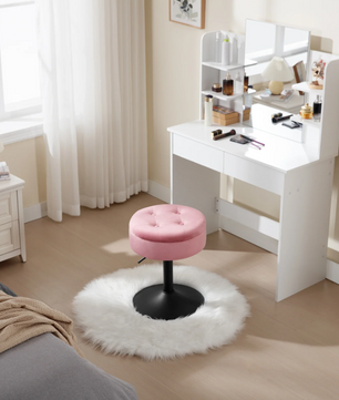 Verstelbare Velvet Barkruk met Opbergruimte – Rond Design & Metalen Basis, Modern en Comfortabel