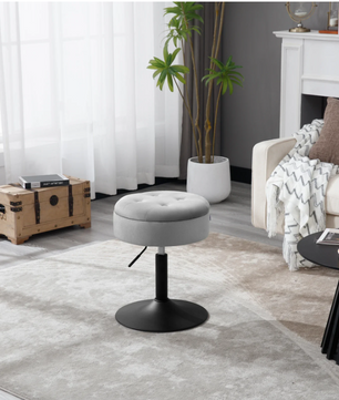 Verstelbare Velvet Barkruk met Opbergruimte – Rond Design & Metalen Basis, Modern en Comfortabel