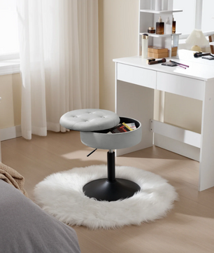 Verstelbare Velvet Barkruk met Opbergruimte – Rond Design & Metalen Basis, Modern en Comfortabel