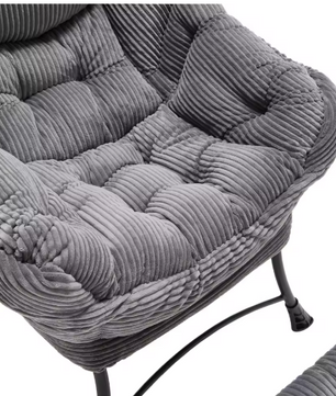 Lounge Fauteuil met Voetenbank – Fluweelzachte Stof & Stalen Frame, Ergonomisch en Comfortabel