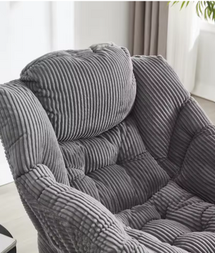 Lounge Fauteuil met Voetenbank – Fluweelzachte Stof & Stalen Frame, Ergonomisch en Comfortabel