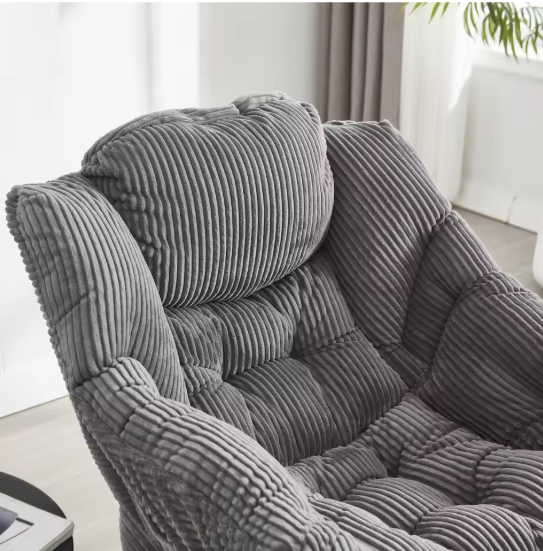 Lounge Fauteuil met Voetenbank – Fluweelzachte Stof & Stalen Frame, Ergonomisch en Comfortabel
