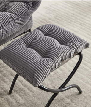 Lounge Fauteuil met Voetenbank – Fluweelzachte Stof & Stalen Frame, Ergonomisch en Comfortabel