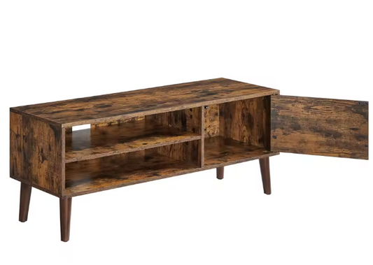TV Meubel 120 cm – Lowboard met Deuren & Open Vakken, Retro en Modern