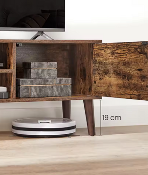 TV Meubel 120 cm – Lowboard met Deuren & Open Vakken, Retro en Modern