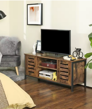 TV Meubel 110 cm – Lowboard met Deuren & Open Vakken, Industrieel en Modern