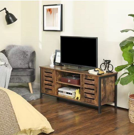 TV Meubel 110 cm – Lowboard met Deuren & Open Vakken, Industrieel en Modern
