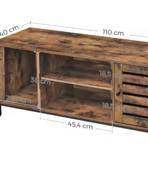 TV Meubel 110 cm – Lowboard met Deuren & Open Vakken, Industrieel en Modern