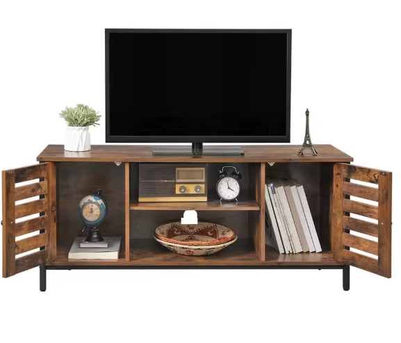 TV Meubel 110 cm – Lowboard met Deuren & Open Vakken, Industrieel en Modern