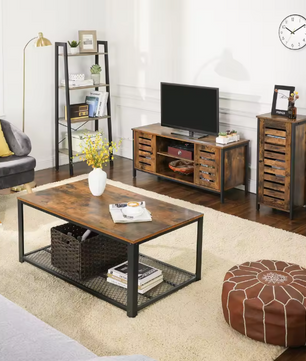 TV Meubel 110 cm – Lowboard met Deuren & Open Vakken, Industrieel en Modern