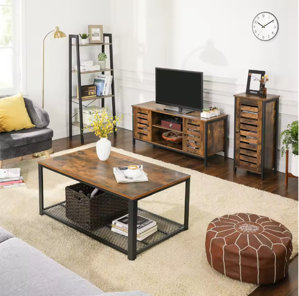 TV Meubel 110 cm – Lowboard met Deuren & Open Vakken, Industrieel en Modern