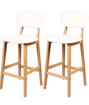 Set van 2 Kunstleren Barkrukken – Massief Houten Frame, Modern en Comfortabel