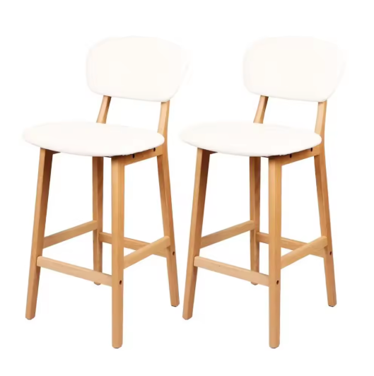 Set van 2 Kunstleren Barkrukken – Massief Houten Frame, Modern en Comfortabel