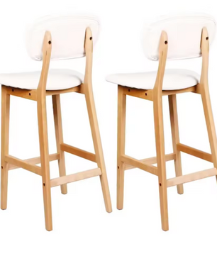 Set van 2 Kunstleren Barkrukken – Massief Houten Frame, Modern en Comfortabel