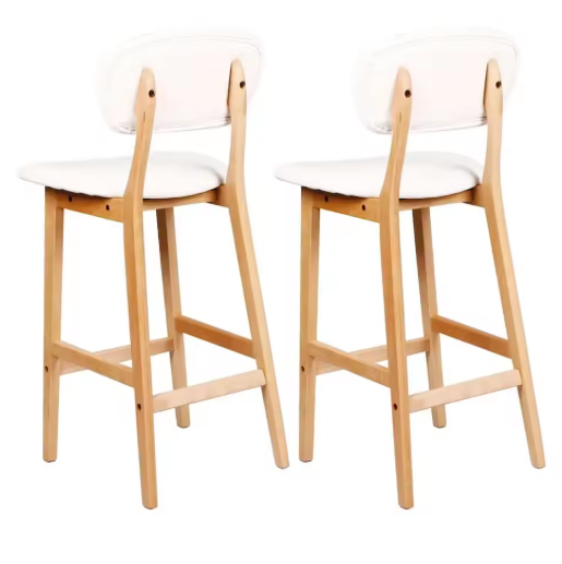 Set van 2 Kunstleren Barkrukken – Massief Houten Frame, Modern en Comfortabel