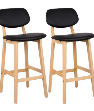 Set van 2 Kunstleren Barkrukken – Massief Houten Frame, Modern en Comfortabel