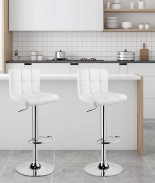 Moderne Verstelbare Barkruk – Kunstleer & Metalen Frame, 360° Draaibaar