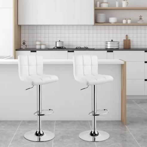 Moderne Verstelbare Barkruk – Kunstleer & Metalen Frame, 360° Draaibaar