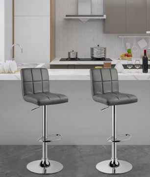 Moderne Verstelbare Barkruk – Kunstleer & Metalen Frame, 360° Draaibaar
