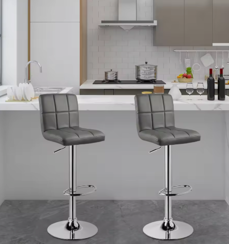 Moderne Verstelbare Barkruk – Kunstleer & Metalen Frame, 360° Draaibaar