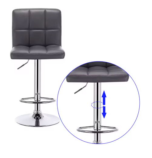 Moderne Verstelbare Barkruk – Kunstleer & Metalen Frame, 360° Draaibaar