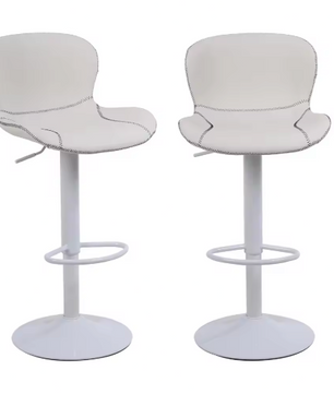Set van 2 Verstelbare Barkrukken – PU-Leder & Metalen Frame, 360° Draaibaar