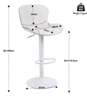 Set van 2 Verstelbare Barkrukken – PU-Leder & Metalen Frame, 360° Draaibaar