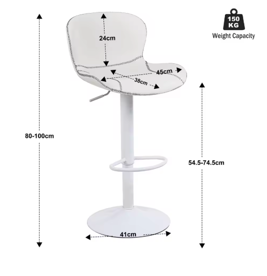 Set van 2 Verstelbare Barkrukken – PU-Leder & Metalen Frame, 360° Draaibaar