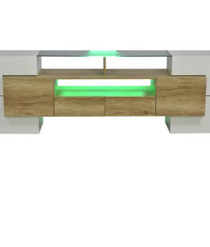 Moderne TV-Meubelkast – Hoogglans Wit, 200 cm met LED-Verlichting