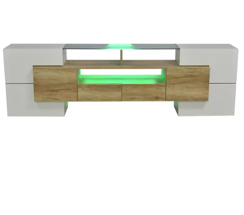 Moderne TV-Meubelkast – Hoogglans Wit, 200 cm met LED-Verlichting