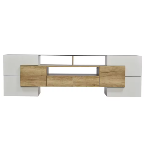 Moderne TV-Meubelkast – Hoogglans Wit, 200 cm met LED-Verlichting