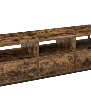 TV-meubel Industrieel met 3 Lades & Open Vakken – 147 cm Breed, Hout & Staal