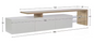 Modern TV-meubel met LED Verlichting – 197 cm Breed, Houtlook & Glasplanken