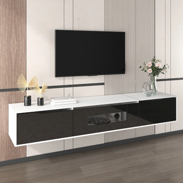 Hoogglans TV-meubel met LED Verlichting – Modern & Ruim Opbergvak