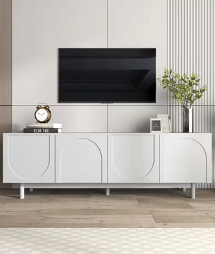 Modern TV-meubel met 4 Deuren & Verstelbare Planken – 175 cm Breed, Wit