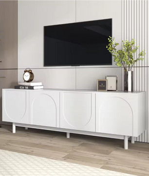 Modern TV-meubel met 4 Deuren & Verstelbare Planken – 175 cm Breed, Wit