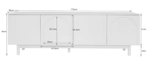 Modern TV-meubel met 4 Deuren & Verstelbare Planken – 175 cm Breed, Wit