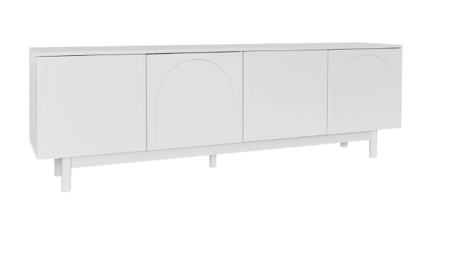 Modern TV-meubel met 4 Deuren & Verstelbare Planken – 175 cm Breed, Wit