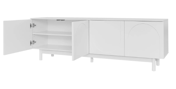 Modern TV-meubel met 4 Deuren & Verstelbare Planken – 175 cm Breed, Wit