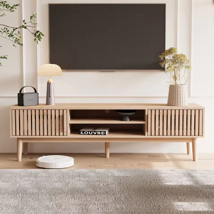 TV-meubel Houtlook met Opbergruimte – 150 cm Breed, Modern Design