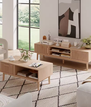 TV-meubel Houtlook met Opbergruimte – 150 cm Breed, Modern Design