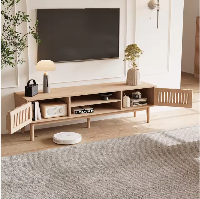 TV-meubel Houtlook met Opbergruimte – 150 cm Breed, Modern Design