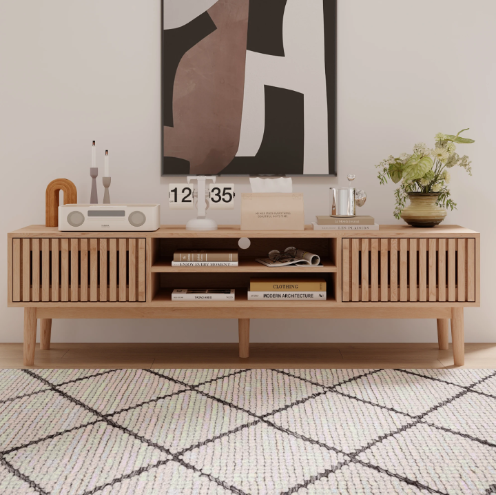 TV-meubel Houtlook met Opbergruimte – 150 cm Breed, Modern Design