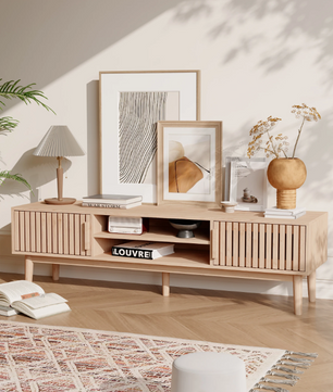 TV-meubel Houtlook met Opbergruimte – 150 cm Breed, Modern Design