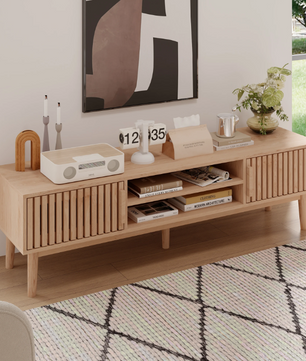 TV-meubel Houtlook met Opbergruimte – 150 cm Breed, Modern Design