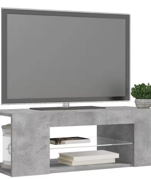 TV-meubel met RGB LED Verlichting – 90 cm Breed, Betonlook Grijs