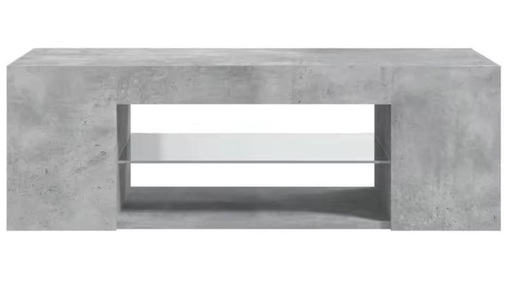 TV-meubel met RGB LED Verlichting – 90 cm Breed, Betonlook Grijs