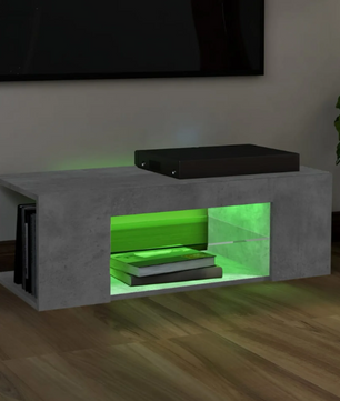 TV-meubel met RGB LED Verlichting – 90 cm Breed, Betonlook Grijs