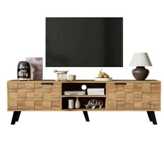 Modern TV-meubel met 2 Deuren & Open Vakken – 160,5 cm Breed
