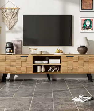 Modern TV-meubel met 2 Deuren & Open Vakken – 160,5 cm Breed